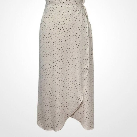 Everly Cream Polka Dot Print Midi Wrap Dress Large - Picture 4 of 9